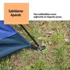 BUFFER® Kolay Kurulumlu Su Geçirmez Sineklikli Pratik Kamp Çadırı 6 Kişilik (200x250x150)