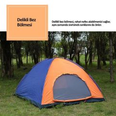 BUFFER® Kolay Kurulumlu Su Geçirmez Sineklikli Pratik Kamp Çadırı 6 Kişilik (200x250x150)