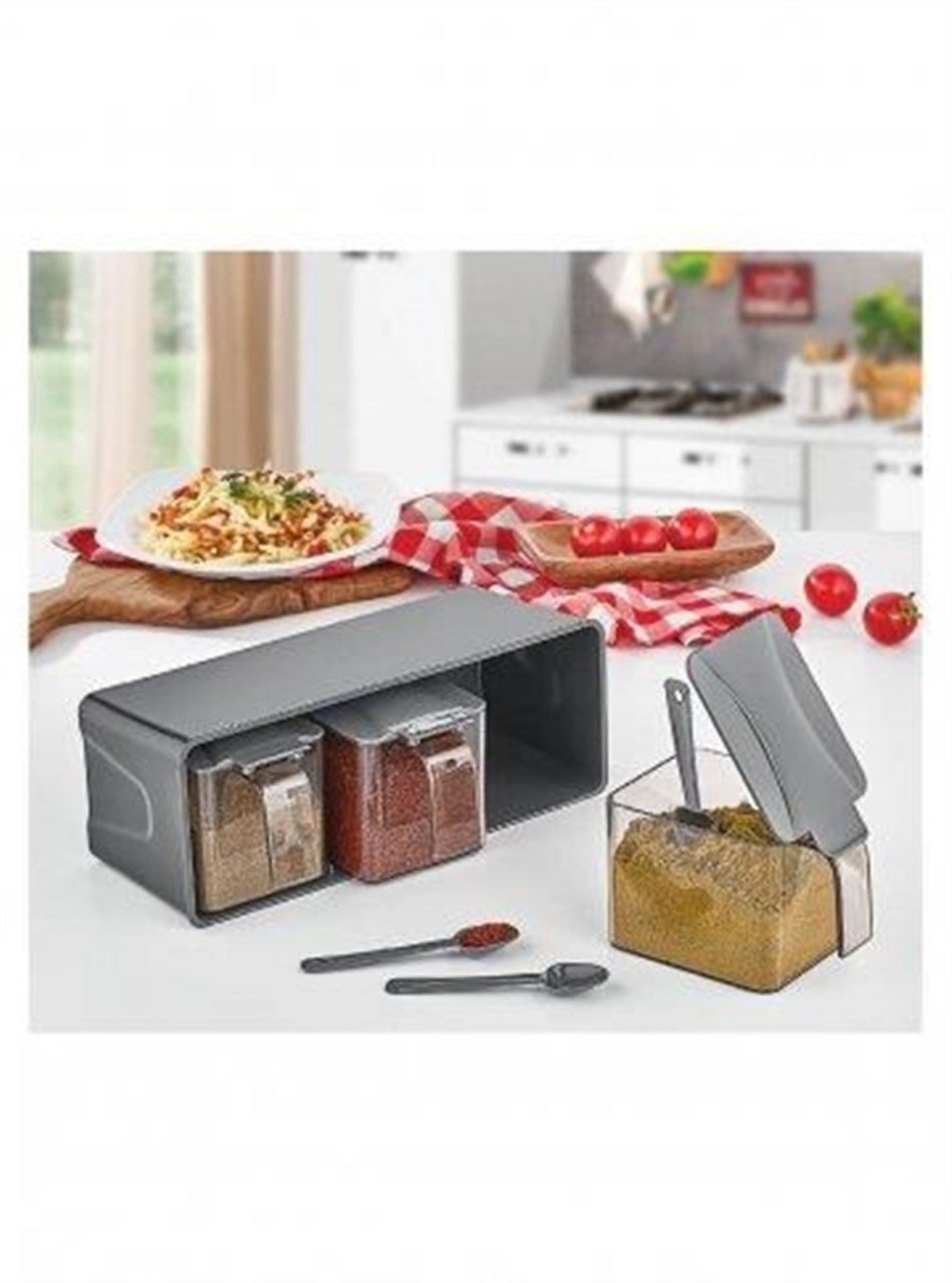 BUFFER® Baharat Düzenleyici 3lü Plastik Kapaklı Baharatlık Seti