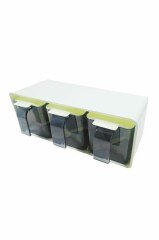 BUFFER® Baharat Düzenleyici 3lü Plastik Kapaklı Baharatlık Seti