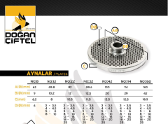 No 12 Kıyma Makinesi Aynası 4 Delikli Kuşbaşı Süzgeci 20 mm