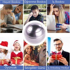 BUFFER® En Büyük Boy Gri Kinetik Stres Topu Stres Çarkı Metal Sessiz Yeni  Masa El Oyuncağı