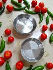 2'li Sahan Menemen Tava Seti, Sarı Kulplu 18 cm ve 20 cm Dövme İşçilikli Çelik