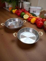 2'li Sahan Menemen Tava Seti, Sarı Kulplu 18 cm ve 20 cm Dövme İşçilikli Çelik