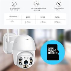 BUFFER® 2.0 MP HD Lens İç Dış Mekan Suya Danıklı IP Wifi Network Güvenlik Kamerası Wifi Kamera