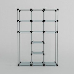 Portatif Desenli Plastik Borulu Ortadan Raflı Bez Gardrop