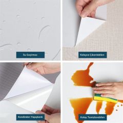 BUFFER® Mermer Desenli Masa Tezgah Mutfak Su Geçirmez Yapışkanlı Folyo Sticker Bej 5x0,6m