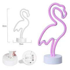 BUFFER® Pembe Flamingo Model Neon Led Işıklı Masa Lambası
