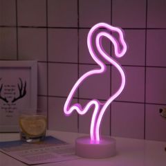 BUFFER® Pembe Flamingo Model Neon Led Işıklı Masa Lambası