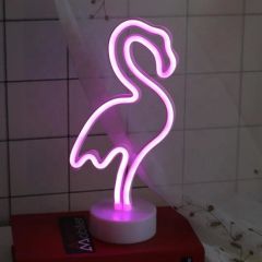 BUFFER® Pembe Flamingo Model Neon Led Işıklı Masa Lambası