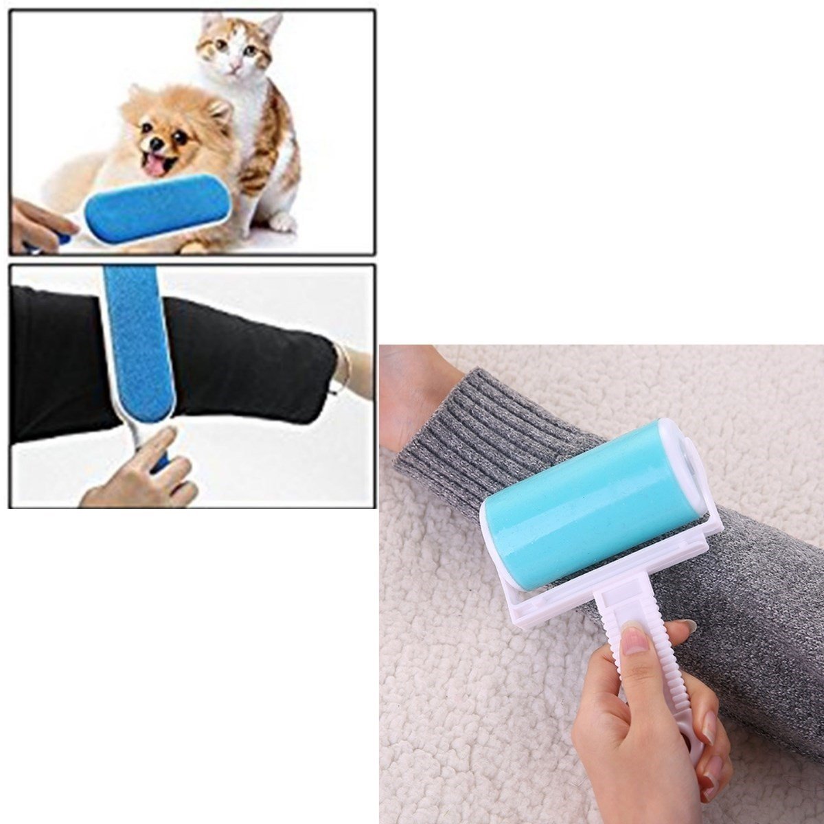 BUFFER® Yıkanabilir Tüy Toplama Rulosu Ve Kendinden Temizlemeli Kedi Köpek Toz Temizleyici Tarak Fırça Seti