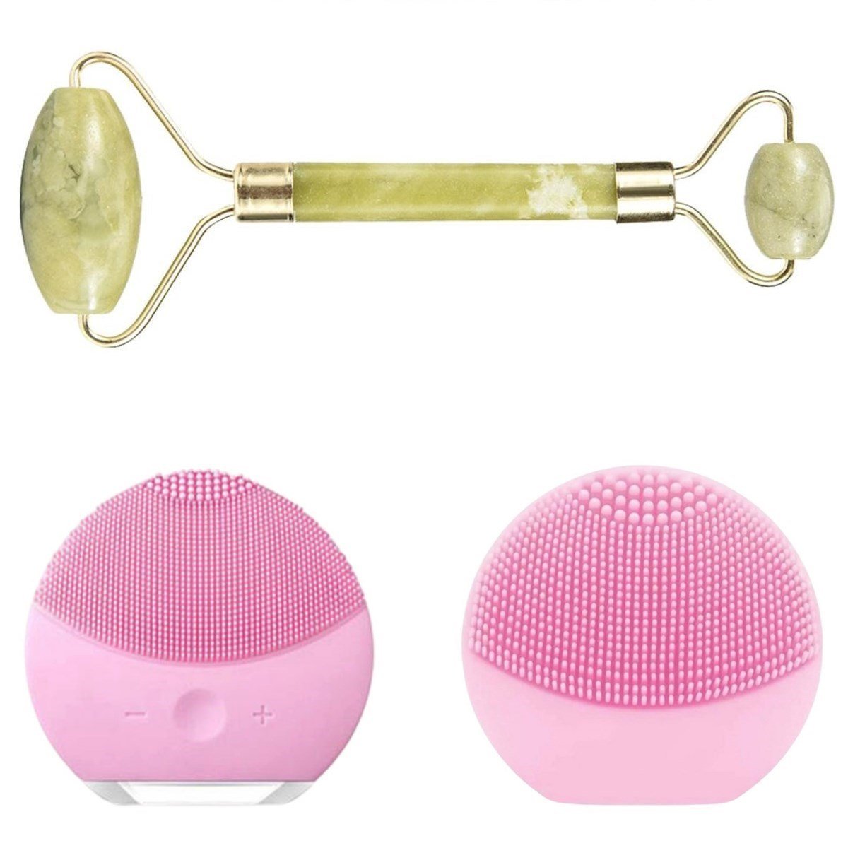 BUFFER® Forever USB’li Titreşimli Masaj Etkili Yüz Temizleme Bakım Cihazı Ve Yeşim Taşı Seti