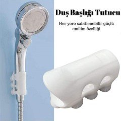 BUFFER® Çift Taraflı Su Akıtan Şampuan Hazneli Duş Başlığı ve Duş Başlığı Askı Tutucu Silikon Vakum Seti