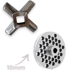 22 No Kıyma Makinesi Yedek Parçaları Doğan Çiftel / SSAF Ayna 10mm + Bıçak - Milsiz