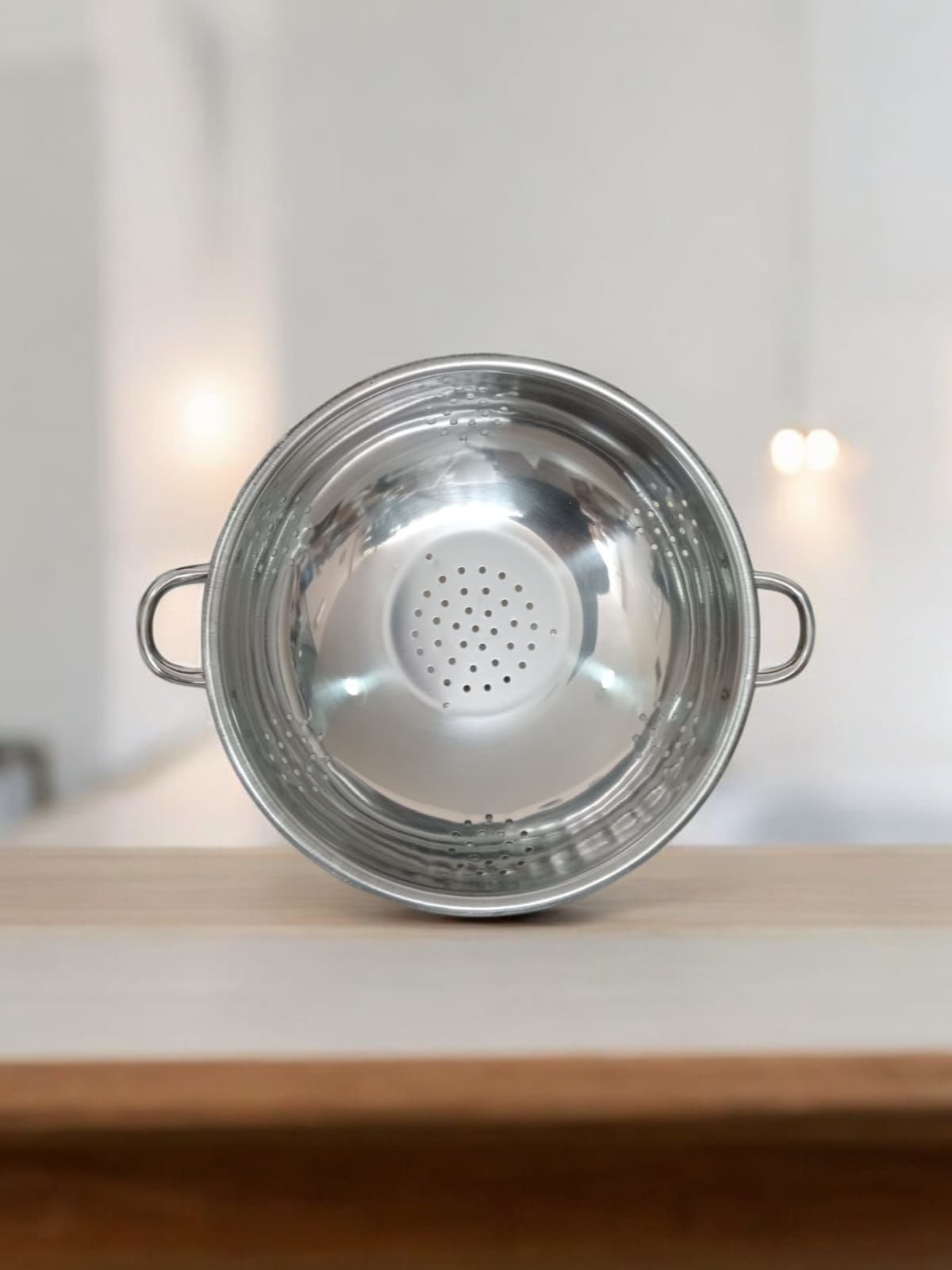 Süzgeç Ayaklı Paslanmaz Çelik Kulplu Makarna Süzgeci