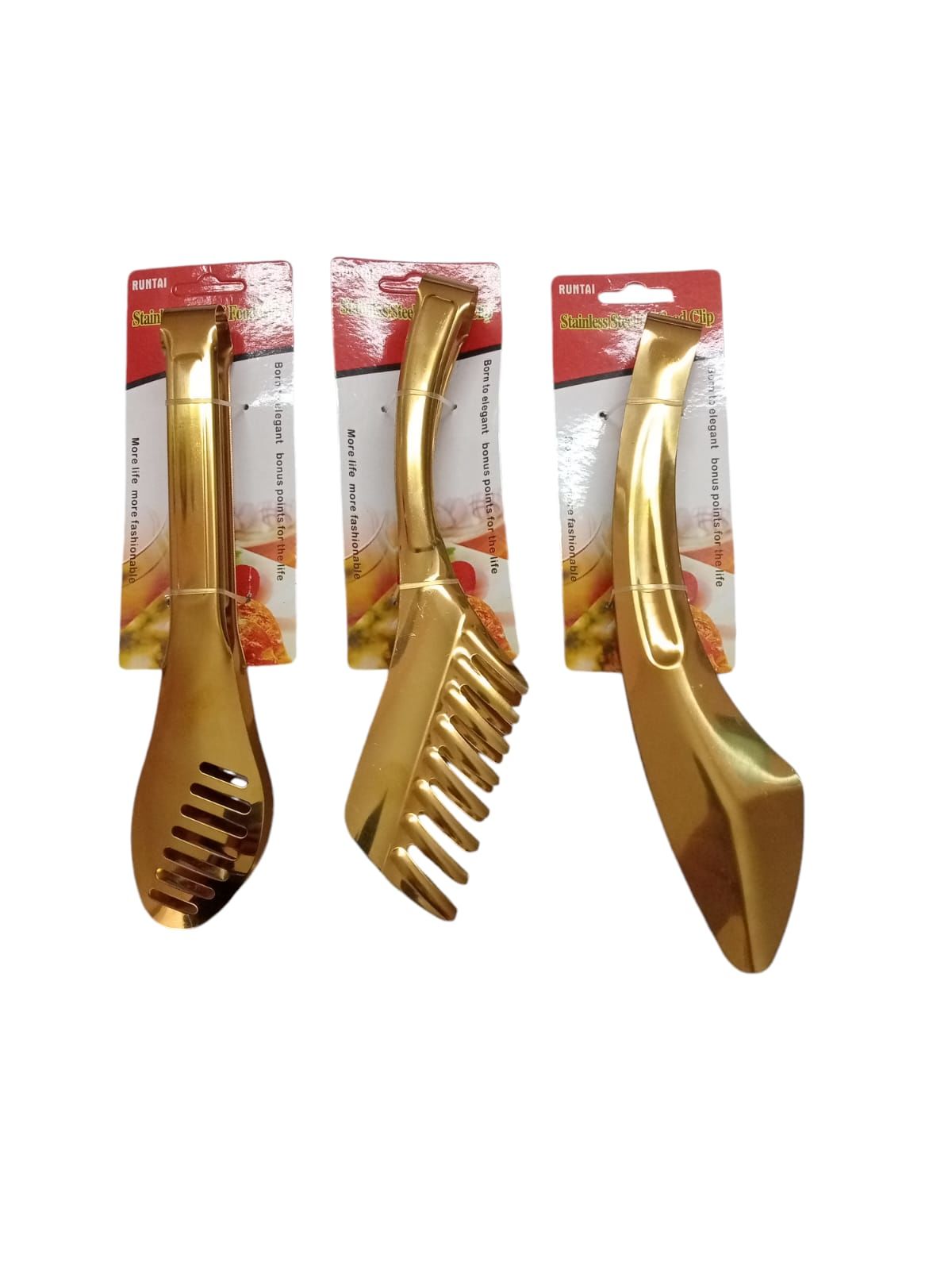 3'lü Servis Maşa Seti Gold Salata Maşası Takımı