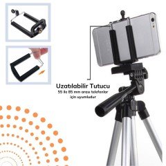 BUFFER® 360 Derece Ayarlanabilir Katlanabilir Profesyonel Çekime Uygun 150 cm Ayaklı Tripod