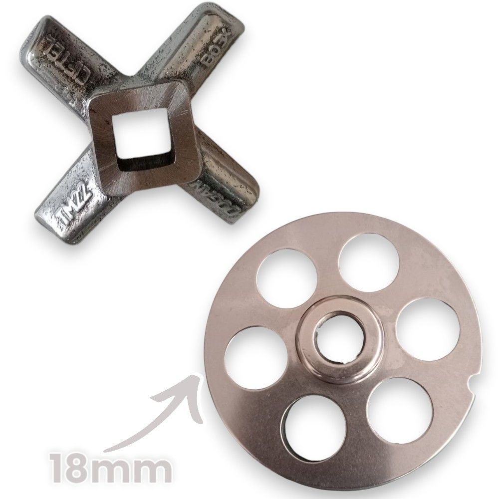 22 No Kıyma Makinesi Yedek Parçaları Doğan Çiftel / SSAF Ayna 18mm + Bıçak - Milsiz
