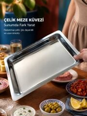 Paslanmaz Çelik Açık Büfe Şarküteri Meze Sunum Tepsisi, Mutfak Küveti 3 Numara
