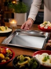 Paslanmaz Çelik Açık Büfe Şarküteri Meze Sunum Tepsisi, Mutfak Küveti 5 Numara