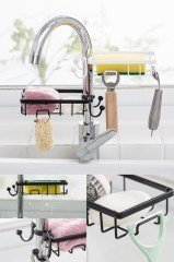 BUFFER® Paslanmaz Çelik Mutfak Banyo Musluğuna Sabitlenebilir Sabunluk