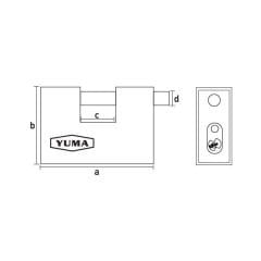 Yuma 4095 Kayar Milli Asma Kilit 95 mm (1 Adet Gönderilir)