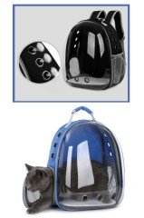 BUFFER® Şeffaf Astronot Kapsül Kedi Köpek Seyahat Yolculuk Fermuarlı Hava Alan Taşınabilir Sırt Çantası