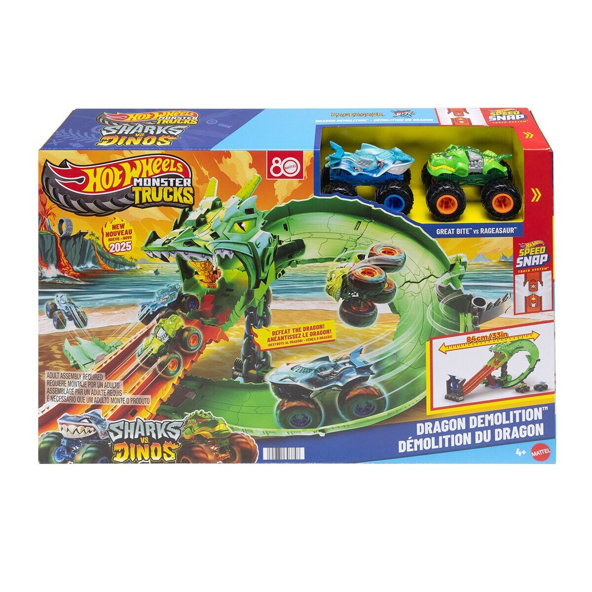 JFR06 Hot Wheels Monster Trucks  Sharks vs. Dinos Ejderha Yok Edici