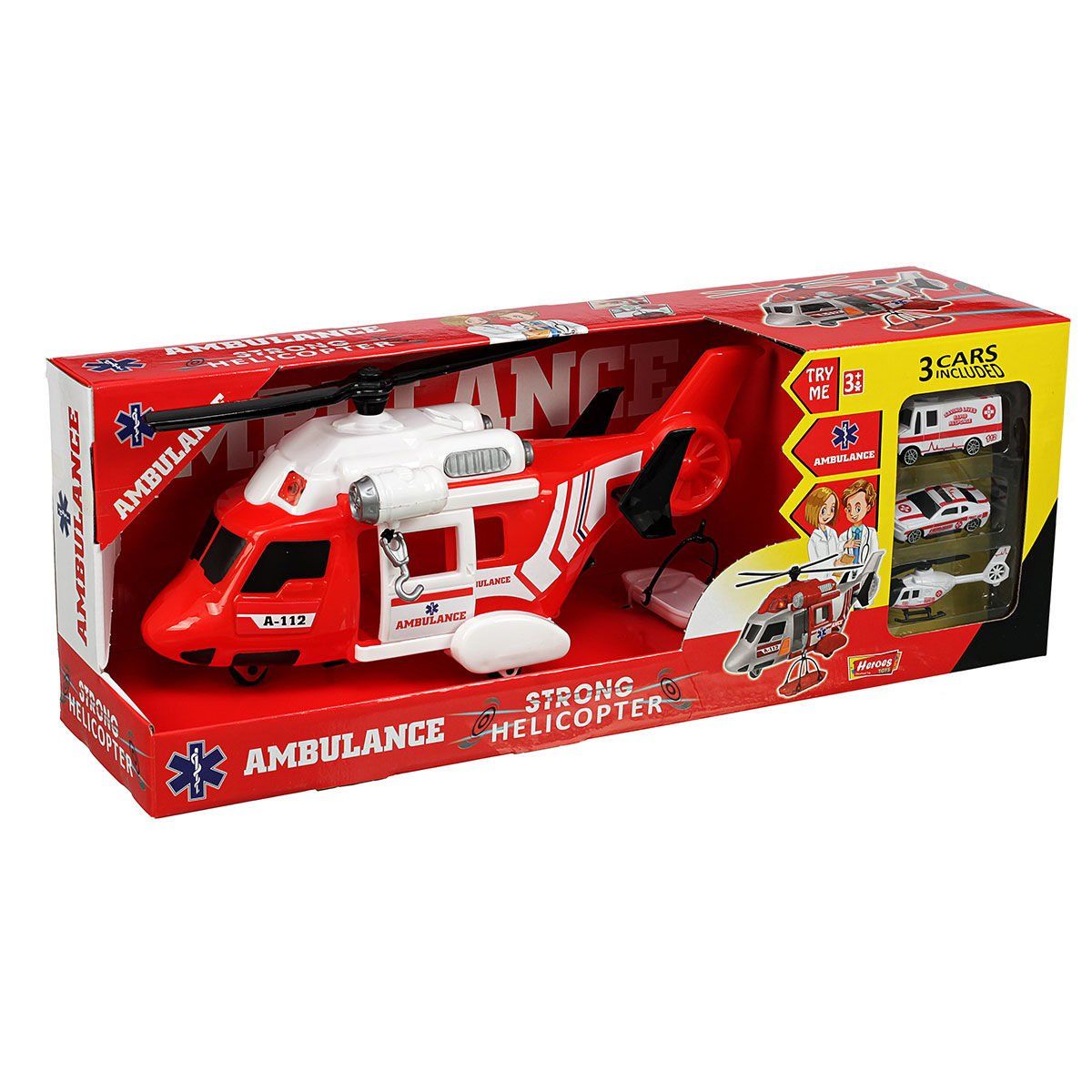 ERN-2004 HEROES TOYS HELİKOPTER AMBULANS SETİ ARABALI