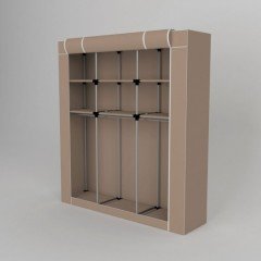 Portatif Plastik Borulu Çok Askılıklı Raflı Bez Dolap