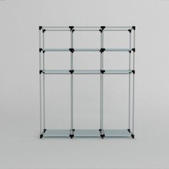 Portatif Plastik Borulu Çok Askılıklı Raflı Bez Dolap