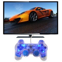 BUFFER® Şeffaf USBli Titreşimli Kablolu Gamepad Bilgisayar Pc Joystik Analog Oyun Konsolu Kolu