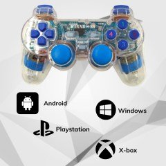 BUFFER® Şeffaf USBli Titreşimli Kablolu Gamepad Bilgisayar Pc Joystik Analog Oyun Konsolu Kolu