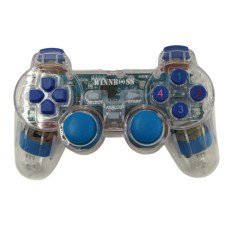 BUFFER® Şeffaf USBli Titreşimli Kablolu Gamepad Bilgisayar Pc Joystik Analog Oyun Konsolu Kolu