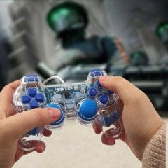 BUFFER® Şeffaf USBli Titreşimli Kablolu Gamepad Bilgisayar Pc Joystik Analog Oyun Konsolu Kolu
