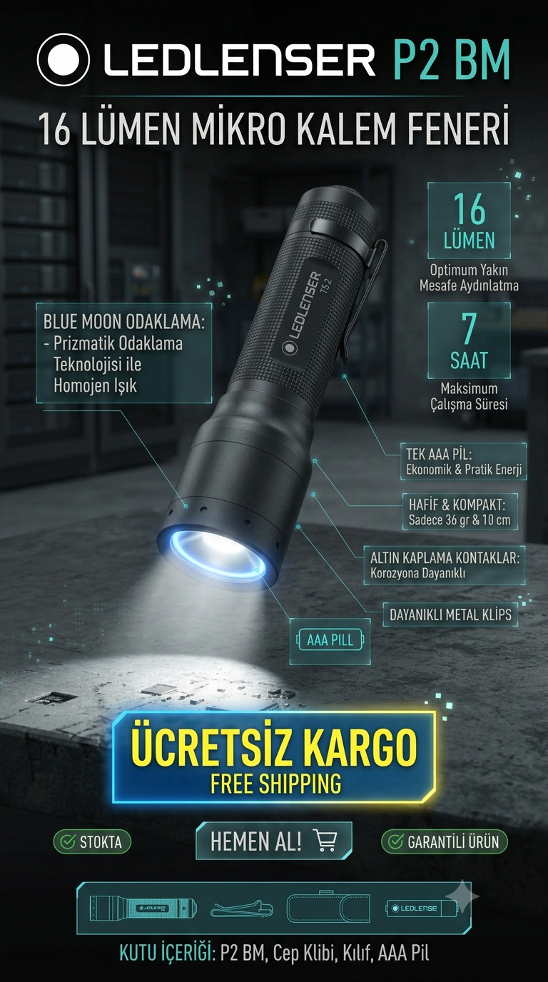 Ledlenser P2 BM 16 Lümen Kalem Tipi El Feneri (AAA Pilli)