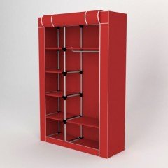 Portatif Plastik Borulu Tek Yandan Raflı Bez Dolap