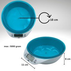BUFFER® TF 1003 Hazneli Lcd Ekran Hassas Ölçüm Sensörlü 5 Kg Kapasite Dijital Mutfak Terazisi Tartısı