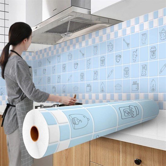BUFFER® Sıcaklığa Dayanıklı Kendiliğinden Yapışkanlı Film Su ve Yağ Geçirmez Duvar Folyosu 5mt*60 cm