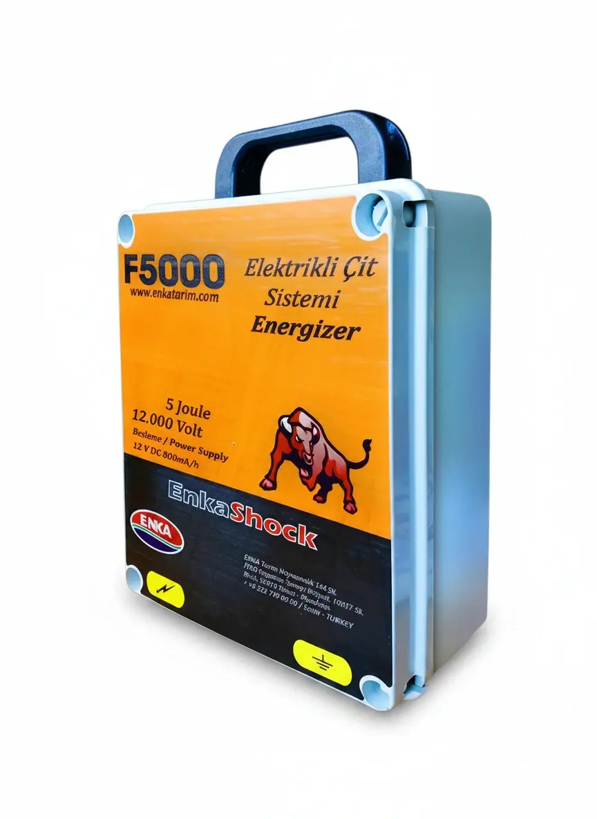 Enkashock Duo F5000 Elektrizatör Elektrikli Çit Makinesi (12V ve 220V ile Çalışır)