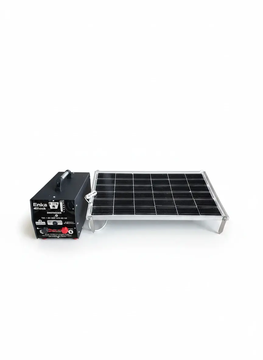 Enkashock 50W Güneş Enerjili Elektrikli Çit Makinesi Seti (Akü+Solar+Cihaz)