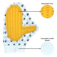 BUFFER® Kedi Köpek Yıkama Tüy Açıcı Düğüm Çözücü Plastik Tımar Masaj Eldiveni El Fırçası