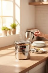 Abant Çelik Sefer Tası 12x6 cm Diyet Yemek Taşıma Kabı 2 Katlı No:1 (1/2)