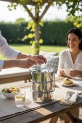 Abant Çelik Sefer Tası 12x6 cm Diyet Yemek Taşıma Kabı 3 Katlı No:1 (1/3)