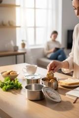 Abant Çelik Sefer Tası 12x6 cm Diyet Yemek Taşıma Kabı 3 Katlı No:1 (1/3)