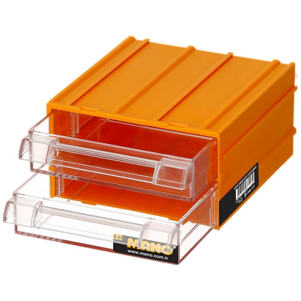 Mano Plastik Çekmeceli Sarı Kutu K-31   110 mm x 120 mm x 62 mm