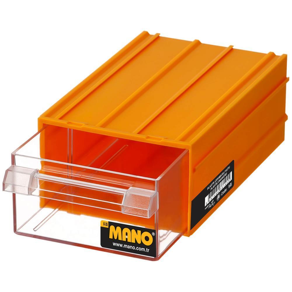 Mano Plastik Çekmeceli Sarı Kutu K- 35   110 mm x 170 mm x 65 mm