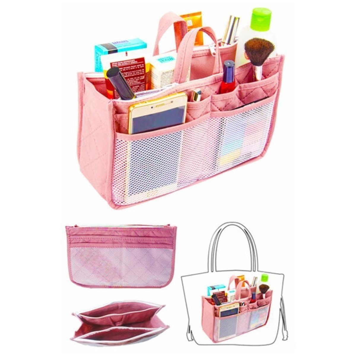 BUFFER® 11 Bölmeli Çanta İçi Düzenleyici Seyahat Organizer Çanta Aparat