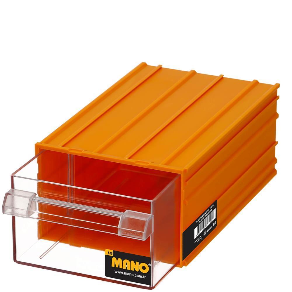 Mano Plastik Çekmeceli Sarı Kutu K-40  124 mm x 196 mm x 80 mm