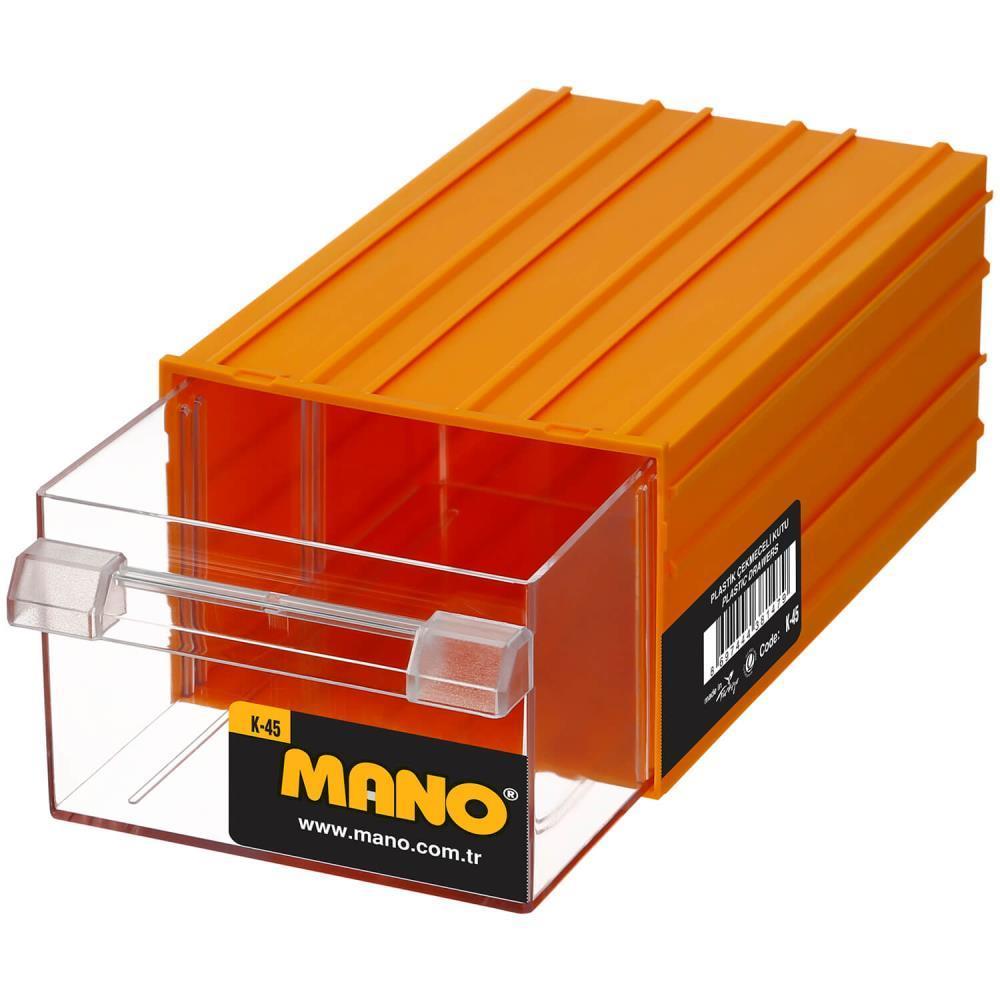 Mano Plastik Çekmeceli Sarı Kutu K-45  175mm x 230mm x 110mm (24'lü Paket)